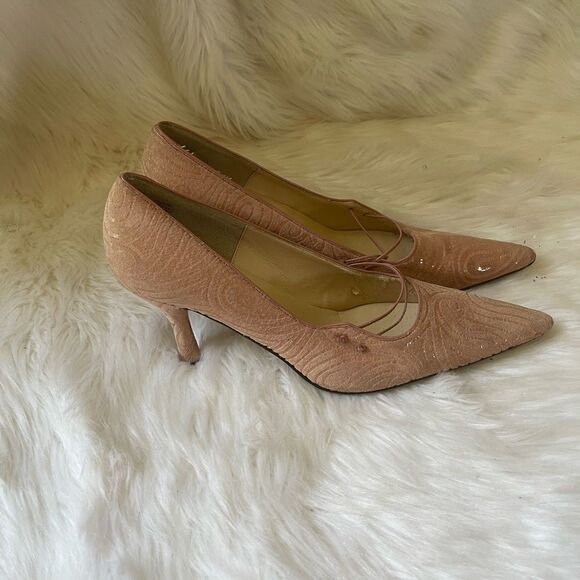J Renée Diane leather suede blush pink iridescent pointed toe slip on si… - Picture 1 of 16